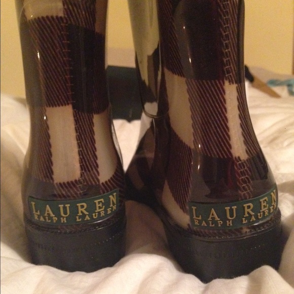 Ralph Lauren Plaid Rainboots- Brown/ Tan size 8 - Picture 4 of 4