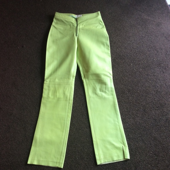 lime green leather pants