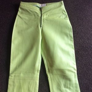 lime green leather pants