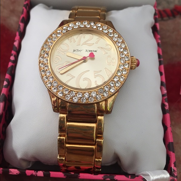Betsey Johnson Gold Watch With Crystals