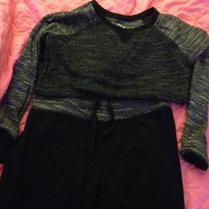 Grey and black sweat suit outfit