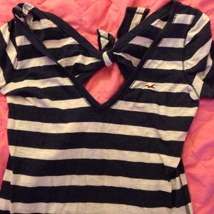 Navy blue and white stripped hollister shirt