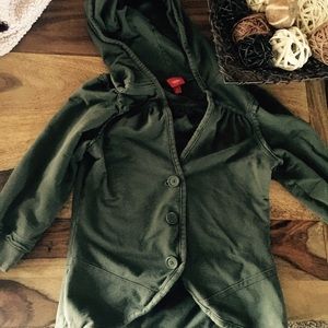 Army green sweatshirt/black boots