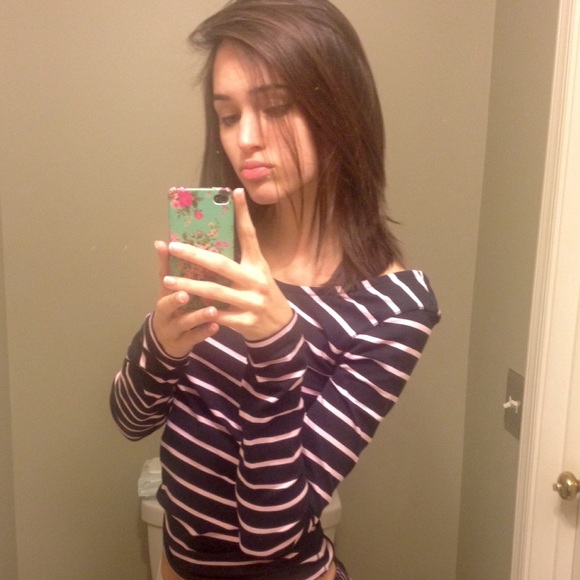 High - Low Scoopneck Striped Top