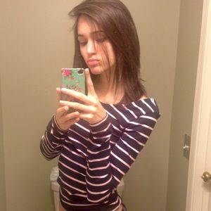 High - Low Scoopneck Striped Top