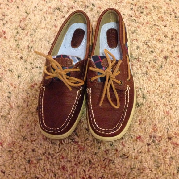 Wowens bluefish tan/blue plaid sperry