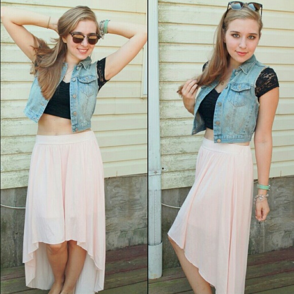 Light pink chiffon high-low skirt!