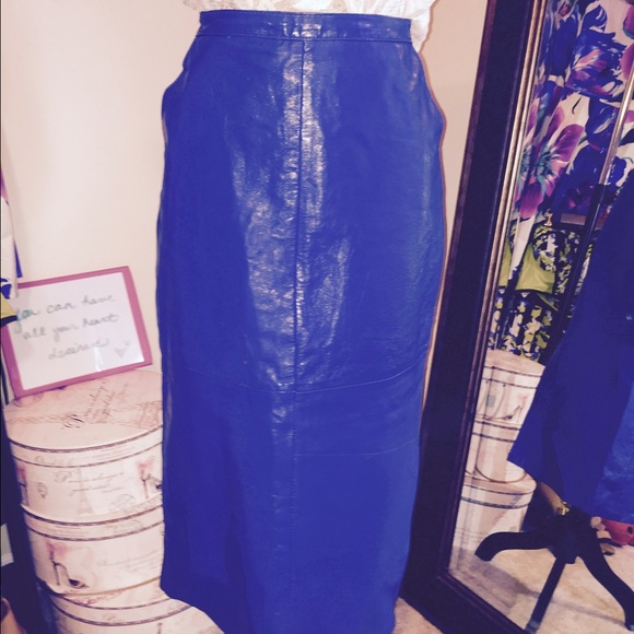 Skirts - 100% leather blue midi skirt Skirts - 100% leather blue midi skirt