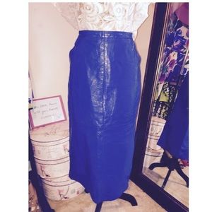 Skirts - 100% leather blue midi skirt Skirts - 100% leather blue midi skirt