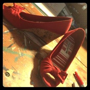 Red Canvas and Cork Summer Heel