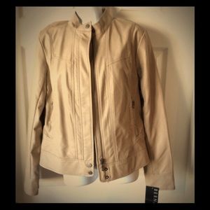Bone colored leather-like jacket, new with tags