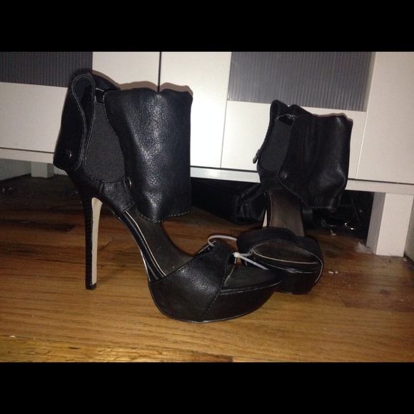 Sexy black stilettos with foldover cuff