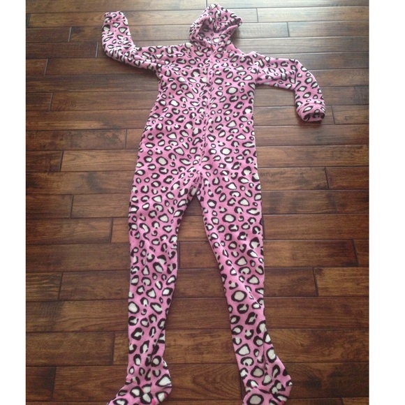 Pink adult footsie onesy pajamas