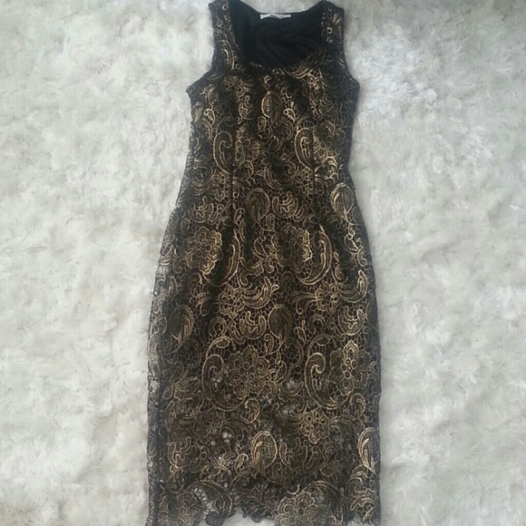 Black/Gold lace dress *Perfect holiday dress*