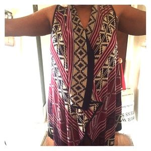 Tribal print no sleeve sweater