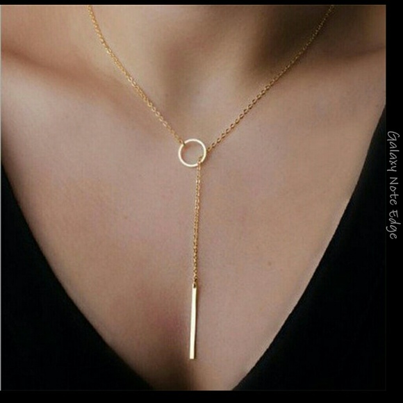 Y shaped circle Lariat necklace