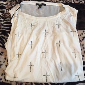 Forever 21 cross shirt, sheer back