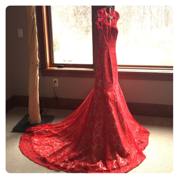Red lace gown