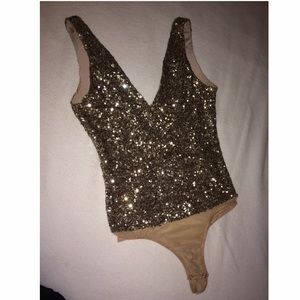💕COMING SOON💕 Gold glitter body suit