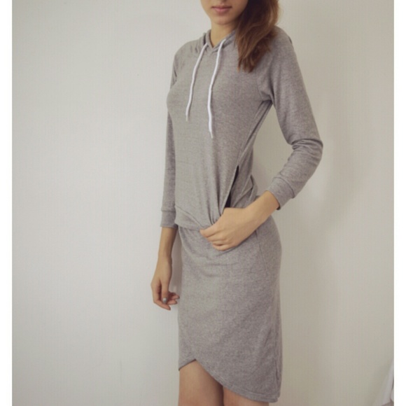 Gray hoodie and skirt set