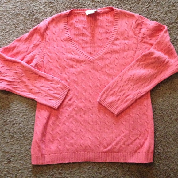 Ann Taylor Loft peachy pink cotton sweater size L