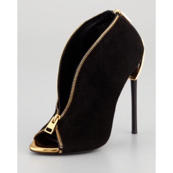 New* Tom Ford 4.9" Suede Zipper Heel Zipper Bootie