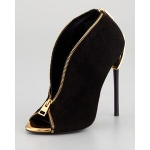 New* Tom Ford 4.9" Suede Zipper Heel Zipper Bootie