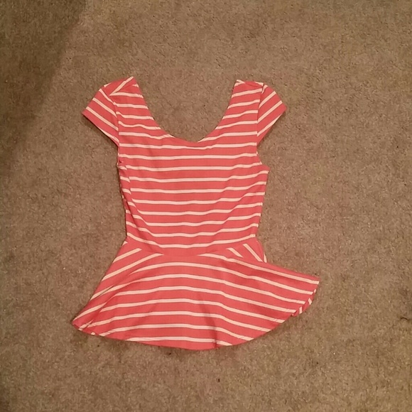 Coral and white Peplum top