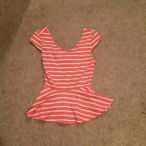 Coral and white Peplum top