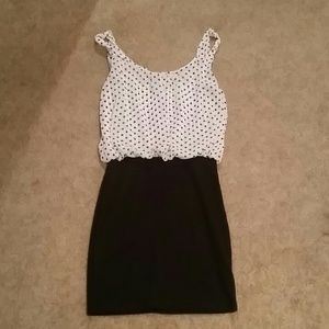 black and white polka dot dress