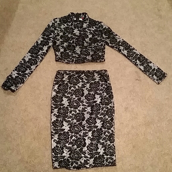 Two piece top and skirt set