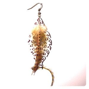 Upcycled Leopard Feather & Leather Earrings