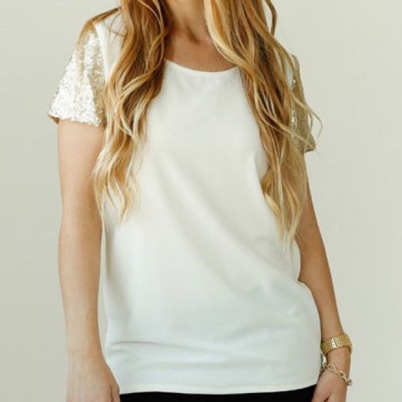 Tops - Sequin Sleeve Chiffon Top