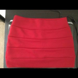 Cherry red mini bandage skirt