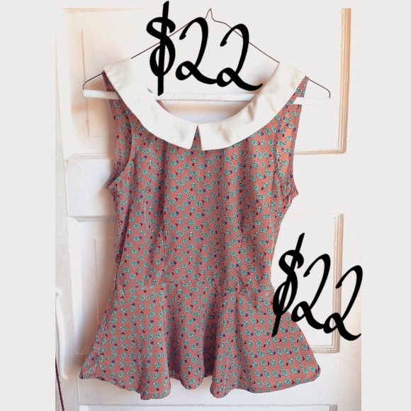 Cute Peplum Top with Baby Blue Elephants