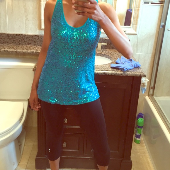 Sequined turquoise top