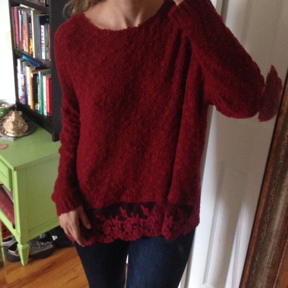 Lacy Red Sweater