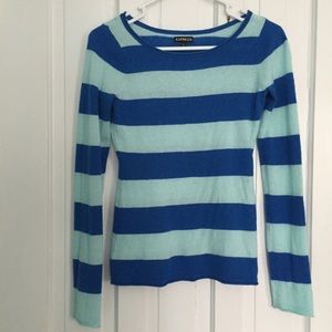 Express Sweater Blue Striped Top