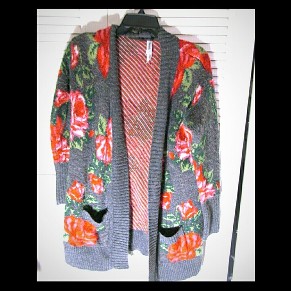 Grey floral soft cardigan