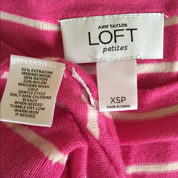 Loft Pink Striped Sweater/Tunic with Flower Detail - Picture 4 of 4