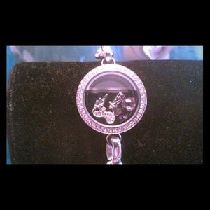 Origami Owl link bracelet w/charms