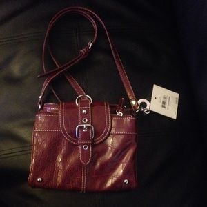 Nine West: Wine color; over the shoulder bag