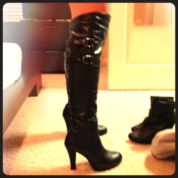 Black leather over the knee platform boots!
