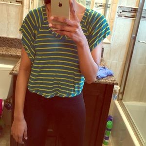 Butterfly teal and green top