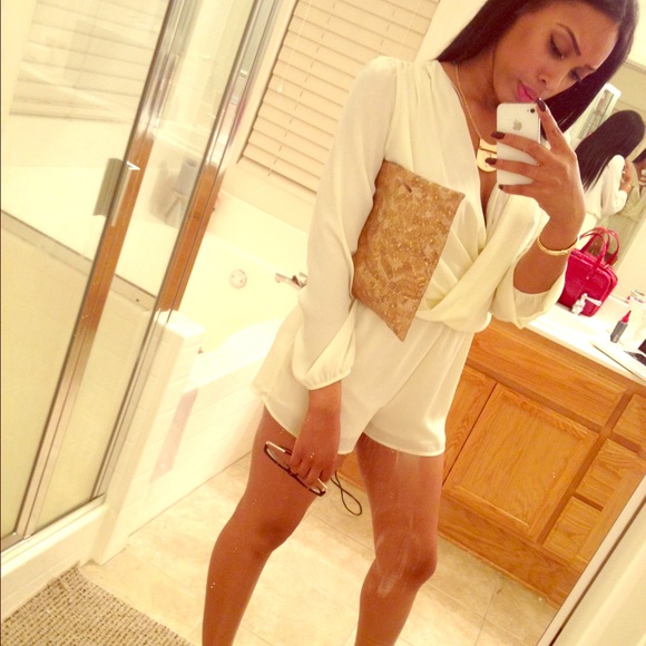 White short low check romper