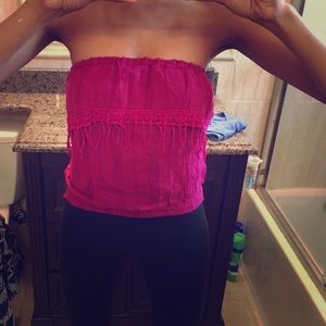 Magenta fringe top
