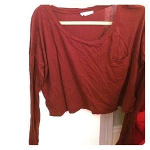 Long Sleeved Maroon Crop Top