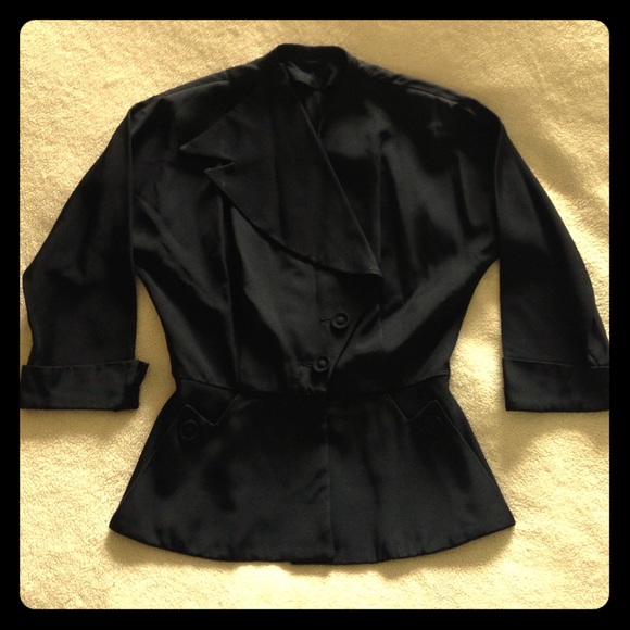 Black Blazer; Tapered fit; ¾ length Sleeves