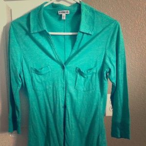 Green 3/4 sleeve cotton shirt