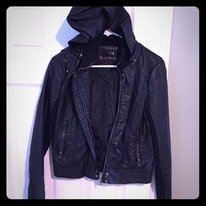 Vegan leather hooded jacket!